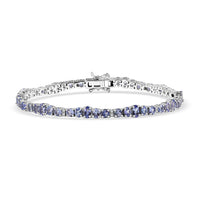 D'Joy Tanzanite, White Zircon Bracelet in Rhodium Over Sterling Silver (6.50 In) 7.50 ctw