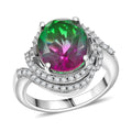 Ever True Watermelon Quartz, White Zircon Ring in Platinum Bond (Size 10.0) 6.10 ctw - Sticky add to cart bar