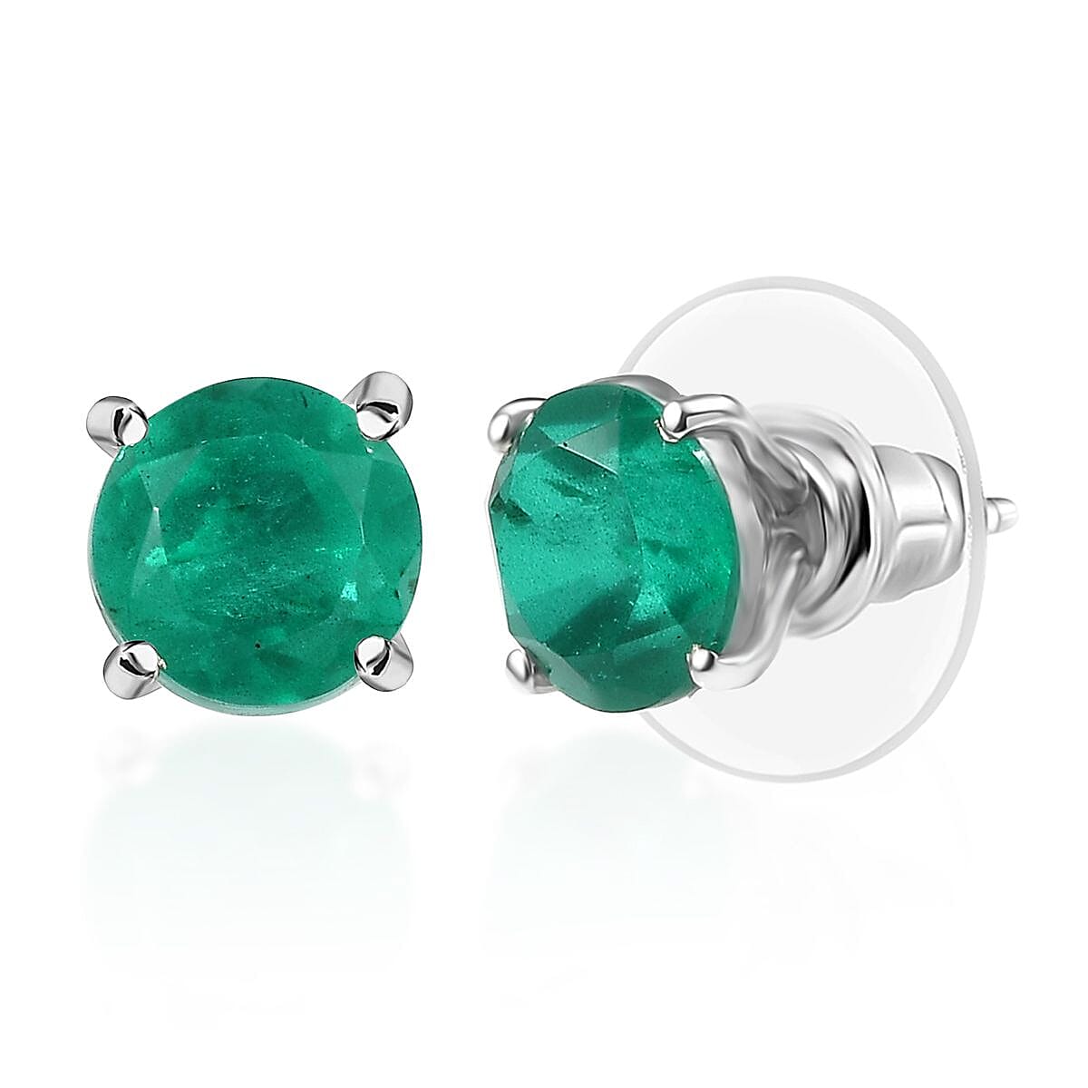 D'Joy Emeraldine Quartz (Triplet) 4.65 ctw Stud Earrings in Platinum Over Sterling Silver