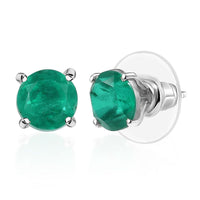 D'Joy Emeraldine Quartz (Triplet) 4.65 ctw Stud Earrings in Platinum Over Sterling Silver