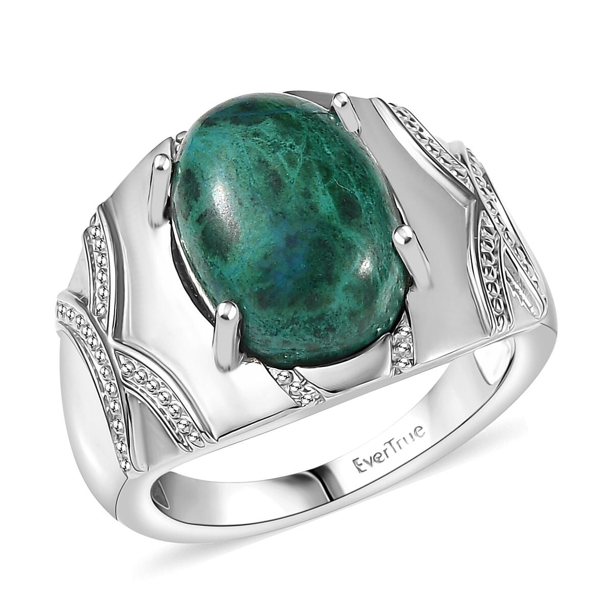 Ever True Chrysocolla 7.70 ctw Ring in Platinum Bond (Size 10.0)