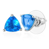 D'Joy Caribbean Quartz (Triplet) 3.00 ctw Stud Earrings in Platinum Over Sterling Silver