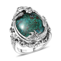 Ever True Chrysocolla 19.50 ctw Nature Nest Ring in Platinum Bond (Size 10.0)