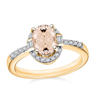 Marropino Morganite and Moissanite Ring in Rhodium Over Sterling Silver (Size 10.0) 1.80 ctw
