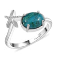 D'Joy Chrysocolla Starfish Ring in Platinum Over Sterling Silver (Size 10.0) 2.50 ctw - Sticky add to cart bar
