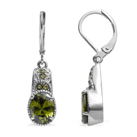Simulated Green Diamond 6.50 ctw Lever Back Earrings in Stainless Steel
