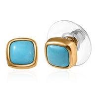 D'Joy Premium Sleeping Beauty Turquoise Stud Earring in 18K Vermeil YG Over Sterling Silver 1.65 ctw