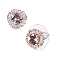 D'Joy Premium Pink Morganite and Diamond 1.15 ctw Earrings in 18K Vermeil Rose Gold Over Sterling Silver