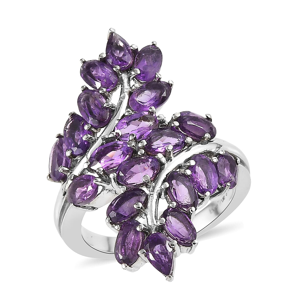 EverTrue African Amethyst Ring in Stainless Steel (Size 10.0) 4.30 ctw