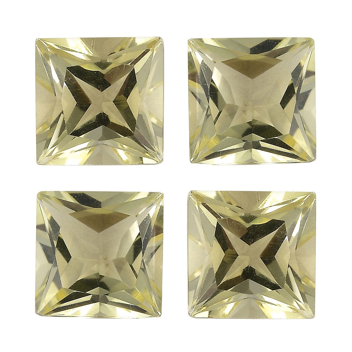 Lemon Quartz Set of 4 (Sqr 6 mm) 3.59 ctw Loose Gemstone