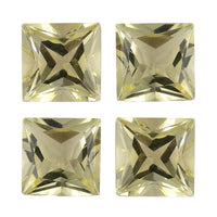Lemon Quartz Set of 4 (Sqr 6 mm) 3.59 ctw Loose Gemstone