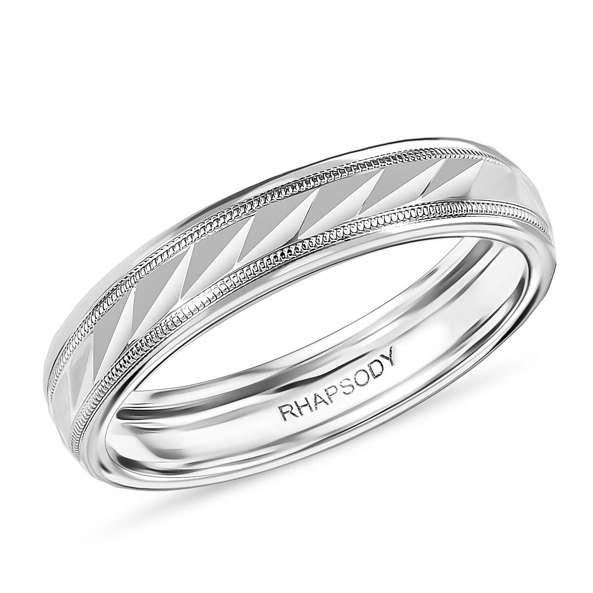 Rhapsody 950 Platinum Diamond-Cut Band Ring (Size 10.0) 5.15 Grams