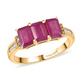 D'Joy AAA Royal Ruby, Paraiba Tourmaline and Diamond 2.40 ctw Trilogy Ring in 18K Vermeil Yellow Gold Over Sterling Silver - Sticky add to cart bar