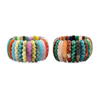 Wavy Carved Multi-Stone 557.25 ctw Stretch Bracelet (6-7In)