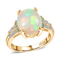D'Joy Premium Ethiopian Welo Opal, Paraiba Tourmaline and Diamond 3.20 ctw Aurora Moon Ring in 18K Vermeil Yellow Gold Over Sterling Silver - Sticky add to cart bar