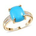 Luxoro 10K Yellow Gold Premium Sleeping Beauty Turquoise and G-H I2 Diamond Ring (Size 10.0) 4.85 ctw - Sticky add to cart bar