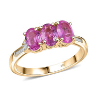 Luxuro 10K Yellow Gold Premium Pink Sapphire, Diamond (G-H, I2) Ring (Size 10.0) 1.90 ctw