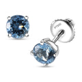 Rhapsody AAAA Santa Maria Aquamarine 1.15 ctw Solitaire Stud Earrings in 950 Platinum - Sticky add to cart bar