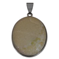 Pineapple Jasper Oval 52.00 ctw Pendant in Silvertone