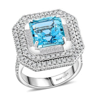Certified & Appraised Rhapsody 950 Platinum AAAA Santa Maria Aquamarine, Diamond (E-F, VS) (1.83 cts) Ring (13.63 g) 6.65 ctw