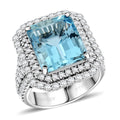 Chairman Collection Certified & Appraised Rhapsody AAAA Santa Maria Aquamarine and E-F VS Diamond 8.35 ctw Ring in 950 Platinum (Size 7.0) 13.63 Grams - Sticky add to cart bar