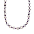 White Freshwater Pearl and African Amethyst 20 ctw Necklace 18 Inches in Rhodium Over Sterling Silver - Sticky add to cart bar