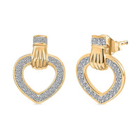 Luxuriant Lab Grown Diamond G-H SI 0.50 ctw Heart Earrings in 18K Vermeil Yellow Gold Over Sterling Silver