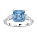Asscher Cut Luxuriant Lab Grown Blue Diamond VS and Lab Grown Diamond 4.15 ctw Ring in 950 Platinum (Size 6.0) 4.50 Grams - Sticky add to cart bar