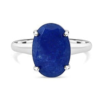 Blue Jade 5.13 ctw Ring in Rhodium Over Sterling Silver (Size 9)