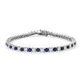 AAA Kanchanaburi Blue Sapphire, Moissanite Bracelet in Rhodium Over Sterling Silver (6.50 In) 6.15 ctw - Sticky add to cart bar