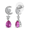 EverTrue Patroke Quartz (Triplet) and White Zircon 2.85 ctw Mystical Moonlit Dangling Earrings in Platinum Bond - Sticky add to cart bar