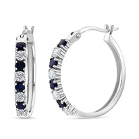D'Joy Premium Kanchanaburi Blue Sapphire and Moissanite 1.50 ctw Midnight Royalty Earrings in Rhodium Over Sterling Silver