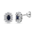 D'Joy Premium Kanchanaburi Blue Sapphire and Moissanite 1.00 ctw Midnight Halo Earrings in Rhodium Over Sterling Silver - Sticky add to cart bar