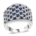 Premium Kanchanaburi Blue Sapphire, White Zircon Ring in Rhodium Over Sterling Silver (Size 7.0) 4.00 ctw - Sticky add to cart bar