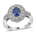 10K White Gold Premium Kanchanaburi Blue Sapphire, Luxuriant Lab Grown Diamond (SI) (0.65 cts) Ring (Size 10.0) 1.65 ctw - Sticky add to cart bar