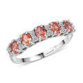 Padparadscha Sapphire (BT) and Luxuriant Lab Grown Diamond G-H SI 1.35 ctw Ring in Rhodium Over Sterling Silver (Size 6.0) - Sticky add to cart bar
