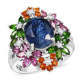 D'Joy Kashmir Kyanite, Multi Gemstone Ring in Rhodium Over Sterling Silver (Size 10.0) 7.40 ctw - Sticky add to cart bar