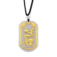 22K Yellow Gold Natural Jade Carved Dragon Pendant with Cord Necklace (28 Inches) 125.00 ctw