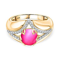 Mulberry Moonstone, White Zircon Ring in 18K Vermeil YG Over Sterling Silver (Size 10.0) 3.35 ctw