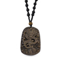 Black Obsidian 340.00 ctw Carved Dragon Pendant with Beaded Necklace 26 Inches - Sticky add to cart bar
