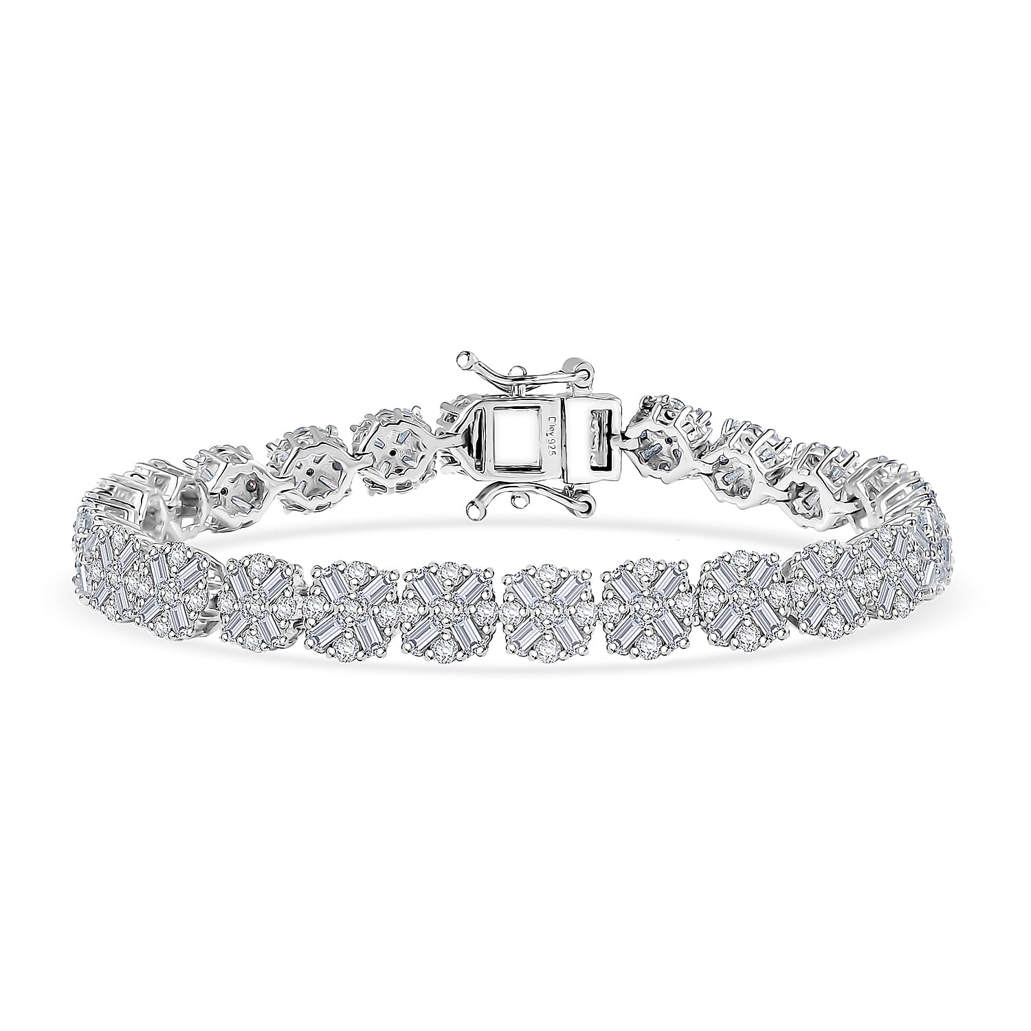 D'Joy Moissanite Bracelet in Rhodium Over Sterling Silver (8.00 In) 6.90 ctw