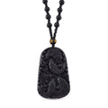 Black Obsidian 340.00 ctw Carved Dragon Pendant with Beaded Necklace 26 Inches - Sticky add to cart bar