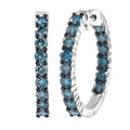 Luxuriant Lab Grown Blue Diamond (IR) SI 2.00 ctw Starry Night Hoop Earrings in Rhodium Over Sterling Silver - Sticky add to cart bar