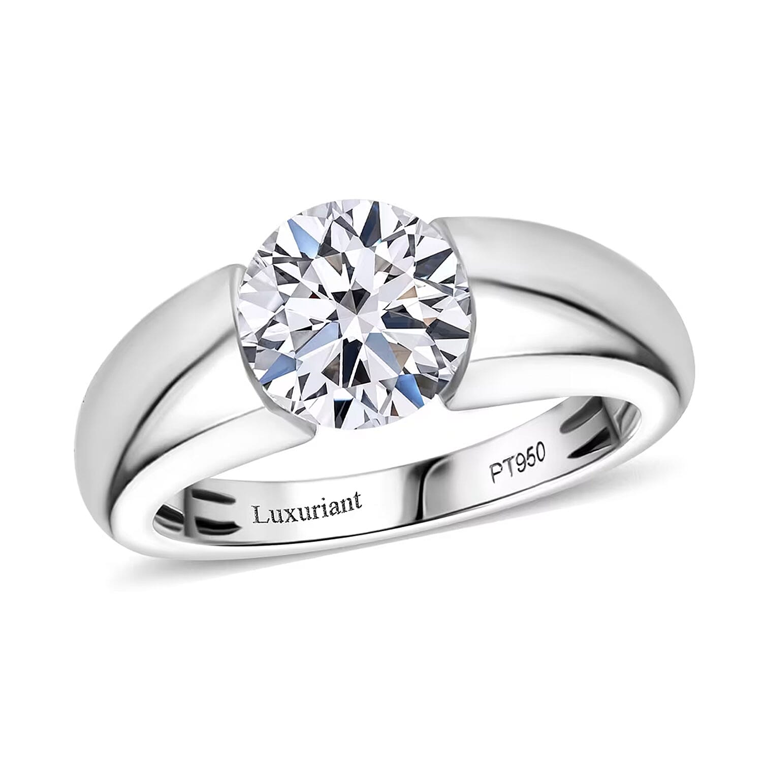 IGI Certified Luxuriant Lab Grown Diamond E-F VS 2.00 ctw Tension Set Ring in 950 Platinum (Size 6.0) 9.50 Grams