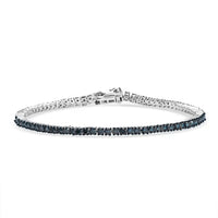 Luxuriant Lab Grown Blue Diamond SI 3.50 ctw Bracelet in Rhodium Over Sterling Silver (8.00 In)