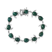 Ever True Chrysocolla 18.75 ctw Traveling Turtle Bracelet in Platinum Bond (6.50 In)