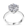 Moissanite (Rnd 10mm) Solitaire Ring in Rhodium Over Sterling Silver (Size 10.0) 3.50 ctw - Sticky add to cart bar