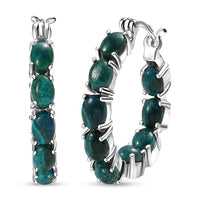 EverTrue Chrysocolla 10.75 ctw Hoop Earrings in Platinum Bond