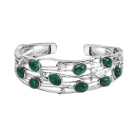 EverTrue Chrysocolla Sea Life Cuff Bracelet 14.70 ctw in Platinum Bond (7.25 In)