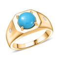 Ever True Sleeping Beauty Turquoise, Moissanite Men's Ring in 18K YG Plated (Size 11.0) 2.50 ctw - Sticky add to cart bar